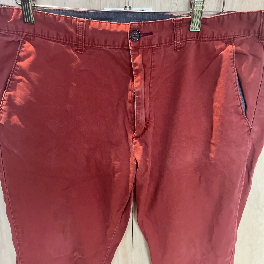 BullHead Mens size 34 Pants KHakis Slacks Skinny Chinos Red 34x32 zip pockets